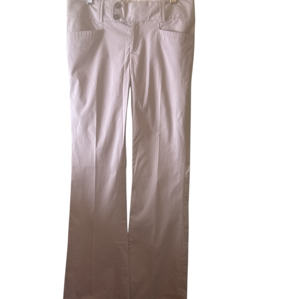 Banana Republic Trousers Womens Sz 4 Gray Cream Striped Stretch The Sloan Fit